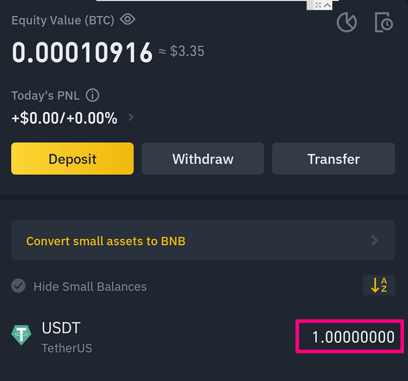 바이낸스 USDT 달러를 친구에게 전송하기