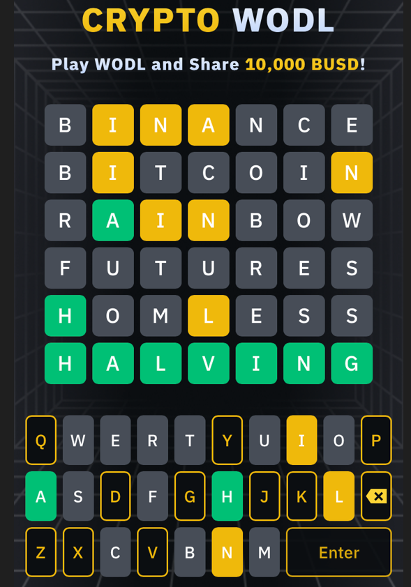 binance words 7 letters answers WODL List