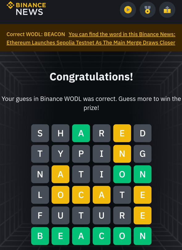 binance wodl 6 letters